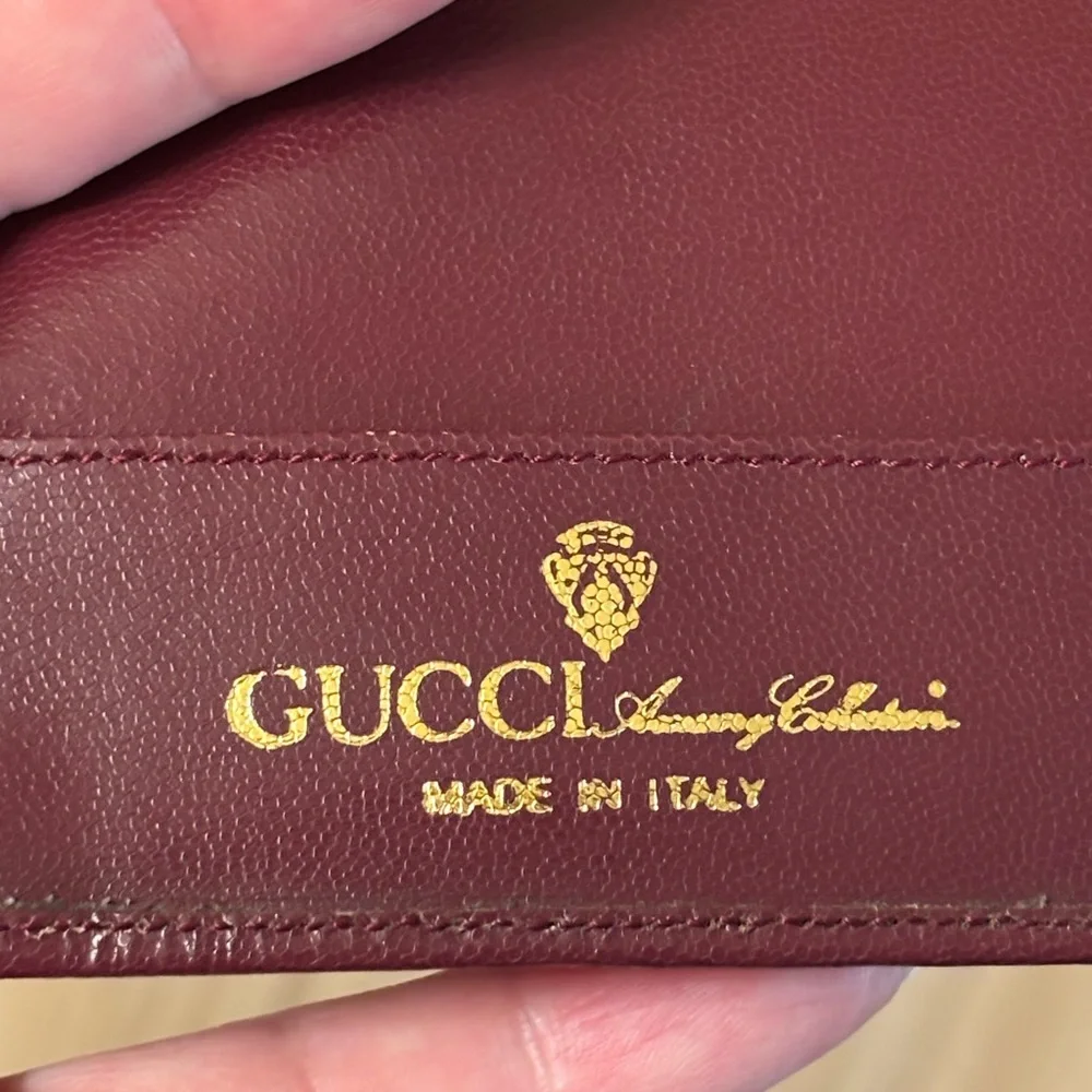 Auth OLD GUCCI Interlocking G Leather Passport Cover Case Bordeaux - Picture 6 of 8